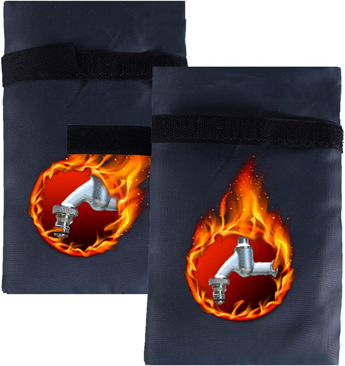2Pack Outdoor Faucet Covers for Winter, 5.5" W x 7.9" H Outside Garden Faucet Socks for Winter Freeze Protection Pipe Insulation, Reusable Insulated Outdoor Faucet Covers,Black