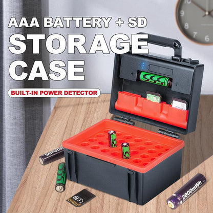 LYNCA Hard Battery Organizer Storage Box and SD Card Case Holder - Holds 6 SD Cards 20 AA Batteries and 15 AAA Batteries - with Built-in Battery Tester ("SD*6 AA Battery*20 AAA Battery*15")