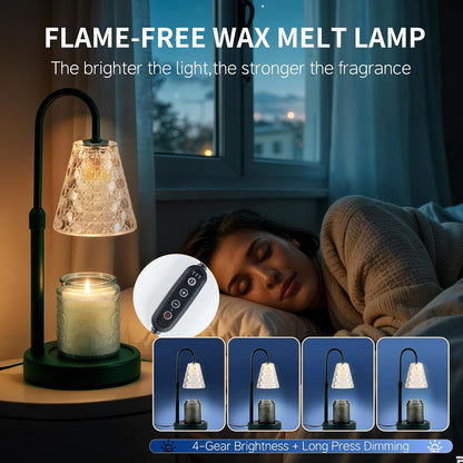 Candle Warmer Lamp with Timer Dimmable, Birthday Gifts for Women Mom, House Warming Gifts New Home Decor, Wax Melt Warmer for Jar Candles with 2 Bulbs, Black