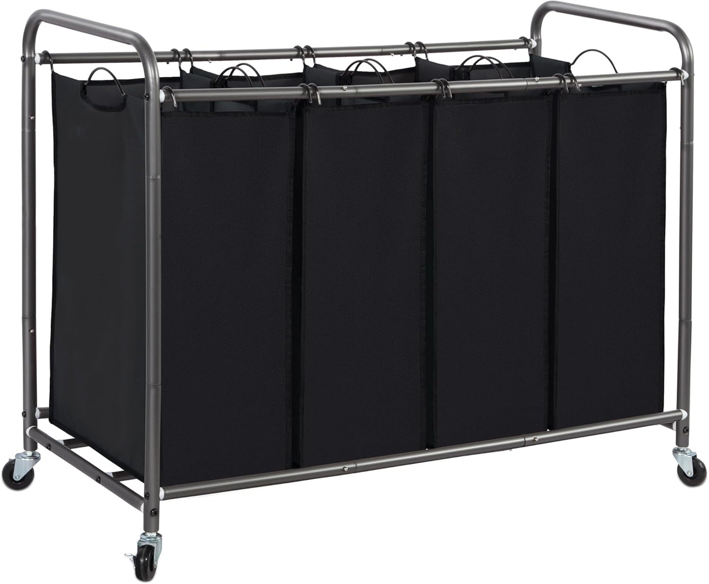 STORAGE MANIAC 3 Section Laundry Sorter, 35.6 Gal (135 L) Laundry Hamper Cart with Heavy Duty Rolling Lockable Wheels and Removable Bags, Clothes Organizer Basket Separator Hamper, Gray