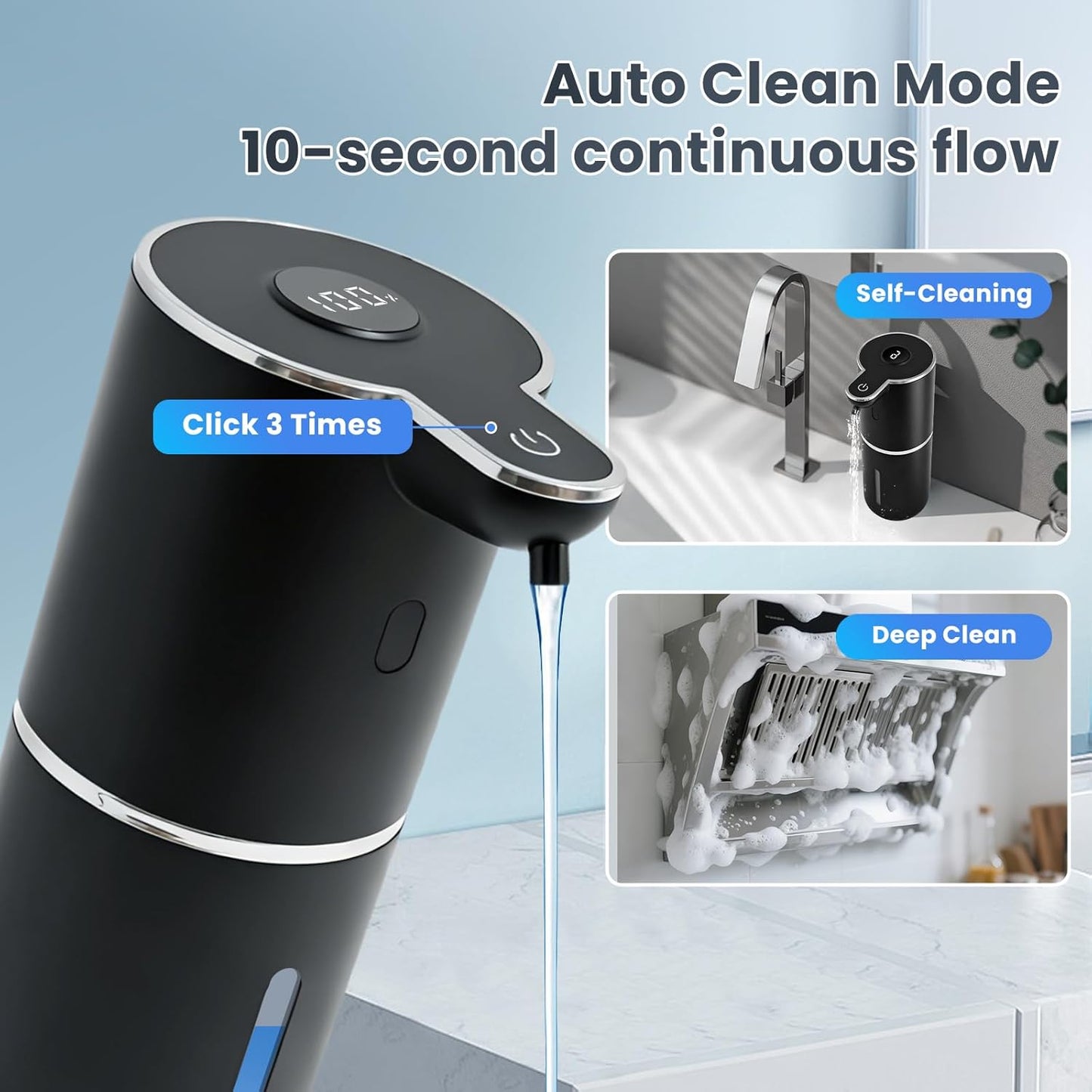 Automatic Soap Dispenser, Touchless Liquid Soap Dispensers, USB Rechargeable, 6-Level Adjustable Volume Control, 12.8oz/380ml, Wall Mount for Kitchen, Bathroom, Free Stickers (Gold)