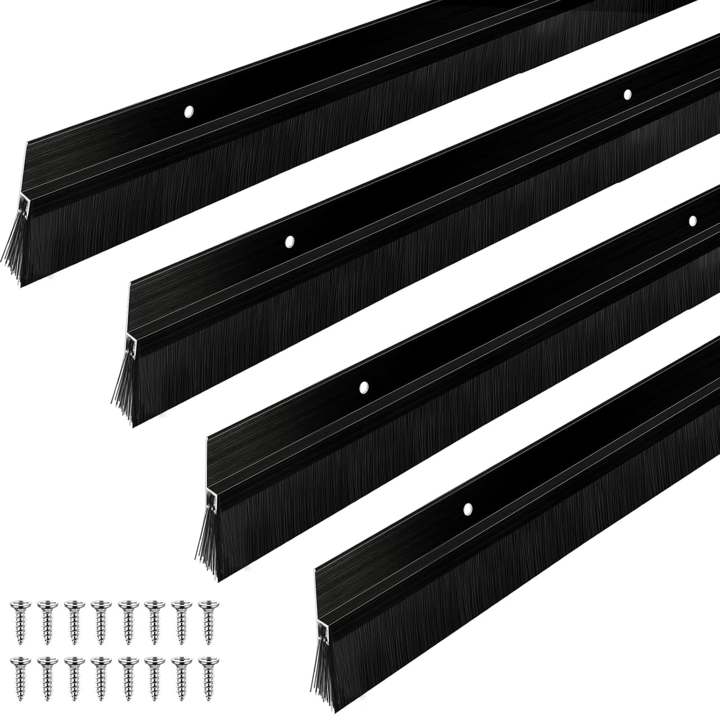 Frienda 2 Set Door Brush Bottom Sweep Brush Weather Stripping Aluminum Door Seal with Screws for Gaps up to 1 Inch, for Home, Commercial Gate, Fill Gaps Dust, Debris (1 x 36 Inch,Gray)