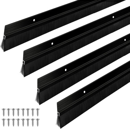Frienda 2 Set Door Brush Bottom Sweep Brush Weather Stripping Aluminum Door Seal with Screws for Gaps up to 1 Inch, for Home, Commercial Gate, Fill Gaps Dust, Debris (1 x 36 Inch,Gray)