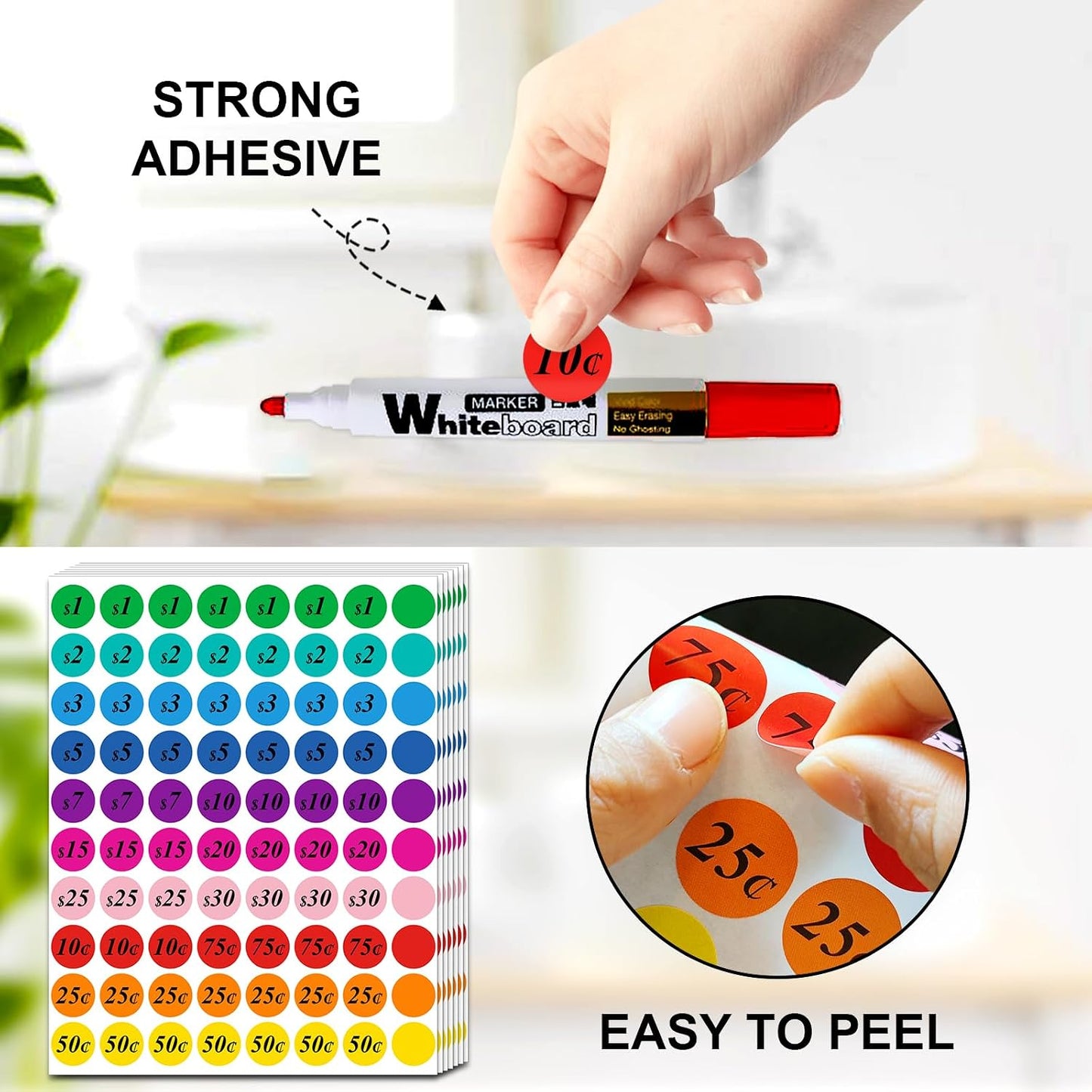 Misofuki 16 Rolls 960 Pcs 1"x4.5" Color Coded Moving Labels Stickers for Boxes with 4 Bedroom Labels - Can Stick on Furniture Directly, NOT Recommended for Rough Surfaces, Such as Carton