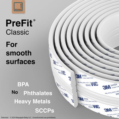 Roving Cove PreFit (Classic) Furniture Edge Corner Protector (Standard 15ft Edge 4 Corners), Baby Proofing Bumper Guards, Coffee Brown, Pre-Taped, for Straight Smooth Surfaces
