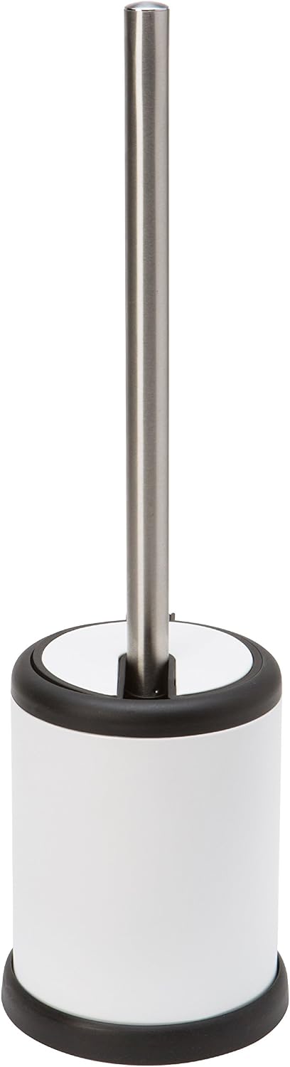 Bath Bliss Toilet Brush and Holder | Self Closing Lid | 360 Degree Brush Head | Bathroom Cleaning | Compact Size | Storage and Organization | Stainless Steel