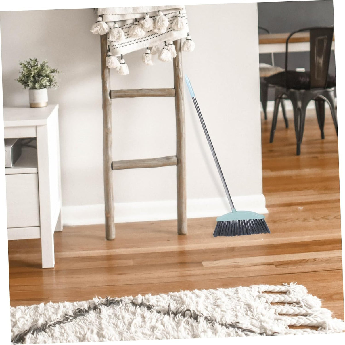 KALLORY Heavy-Duty Broom Outdoor Indoor Broom for Floor Cleaning with Long Handle 34 inch for Sweeping Concrete Courtyard Garage Patio Indoor Home Kitchen Office Lobby