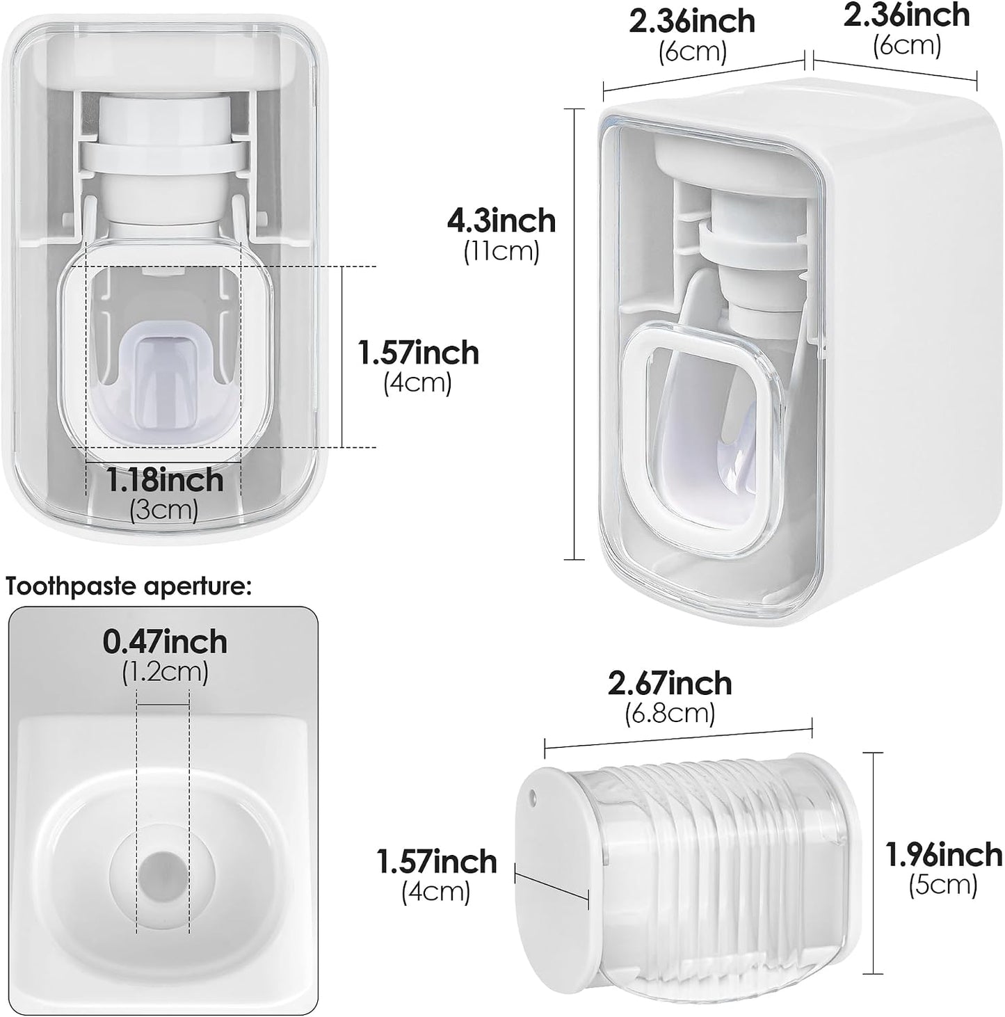 1 Pack Toothbrush Holder Wall Mounted with Cover for Bathroom, 2 Slots Toothbrush Storage Organizer for Shower, Self Adhesive Toothbrush Hanger (Grey)