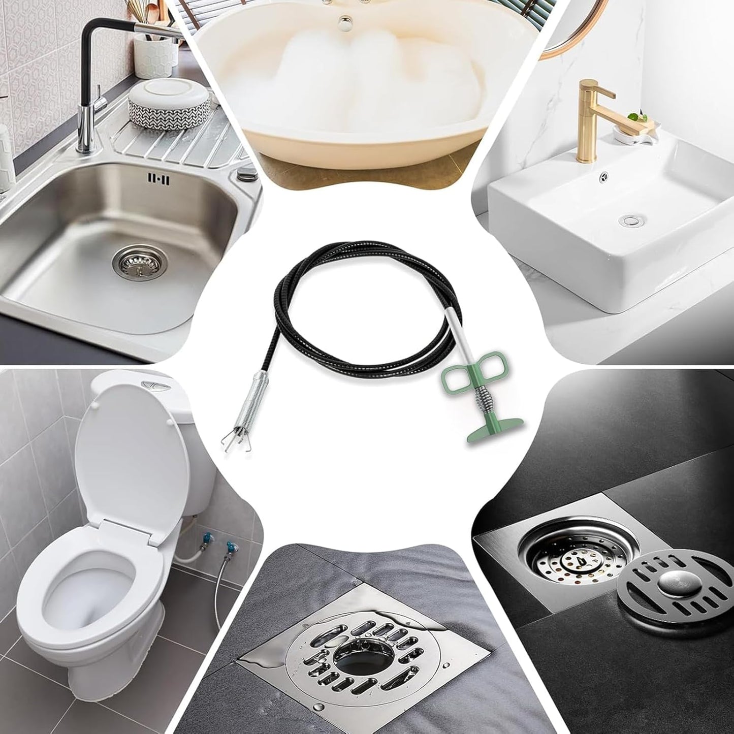 35" Flexible Drain Snake Grabber Tool, Hair Clog Remover for Sink, Shower & Bathtub, Easy Reach Plumbing Weasel