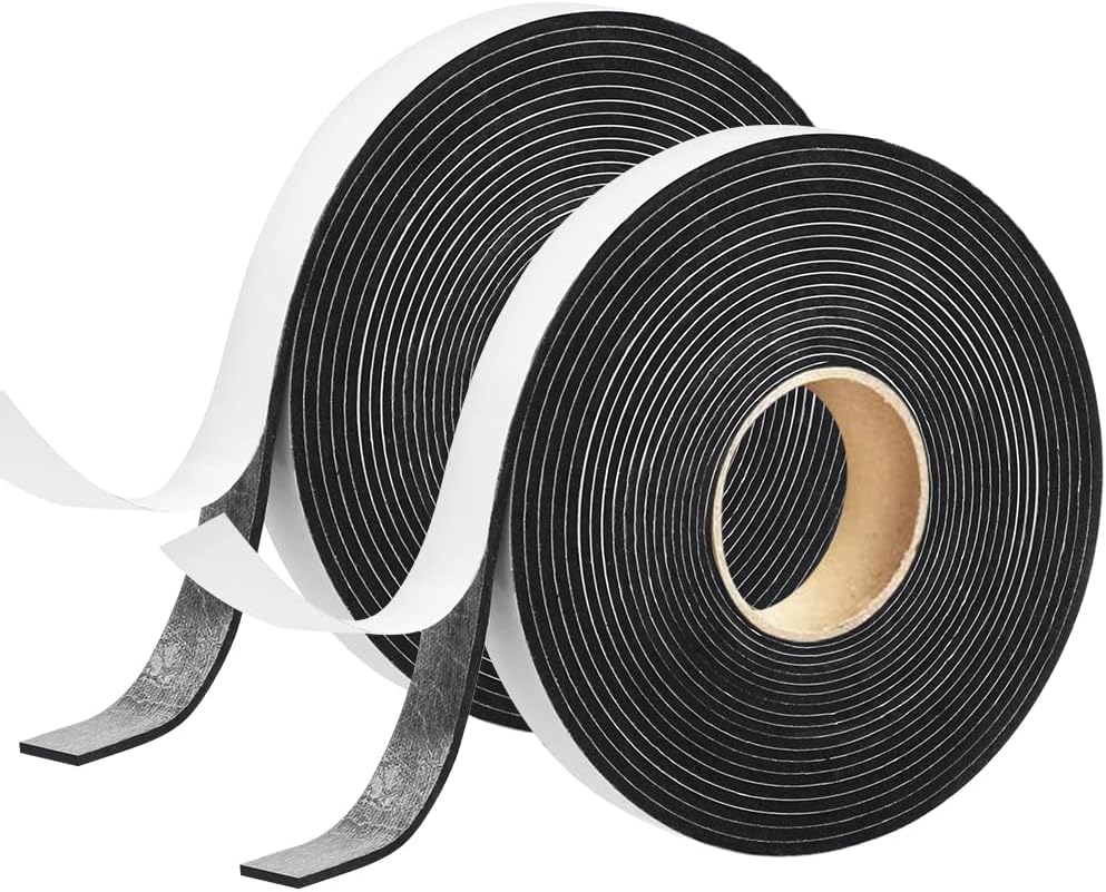 Seal Foam Tape,1/2 Inch W x 1/8 Inch T Weather Stripping for Door and Window,High Density Single Sided Closed Cell Door Insulation Weather Strip, 3 Rolls Total 50FT Black