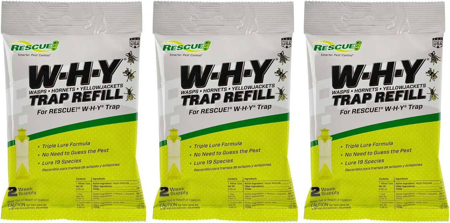RESCUE! Non-Toxic Wasp, Hornet, Yellowjacket Trap (WHY Trap) Attractant Refill - 2 Week Refill - 3 Pack