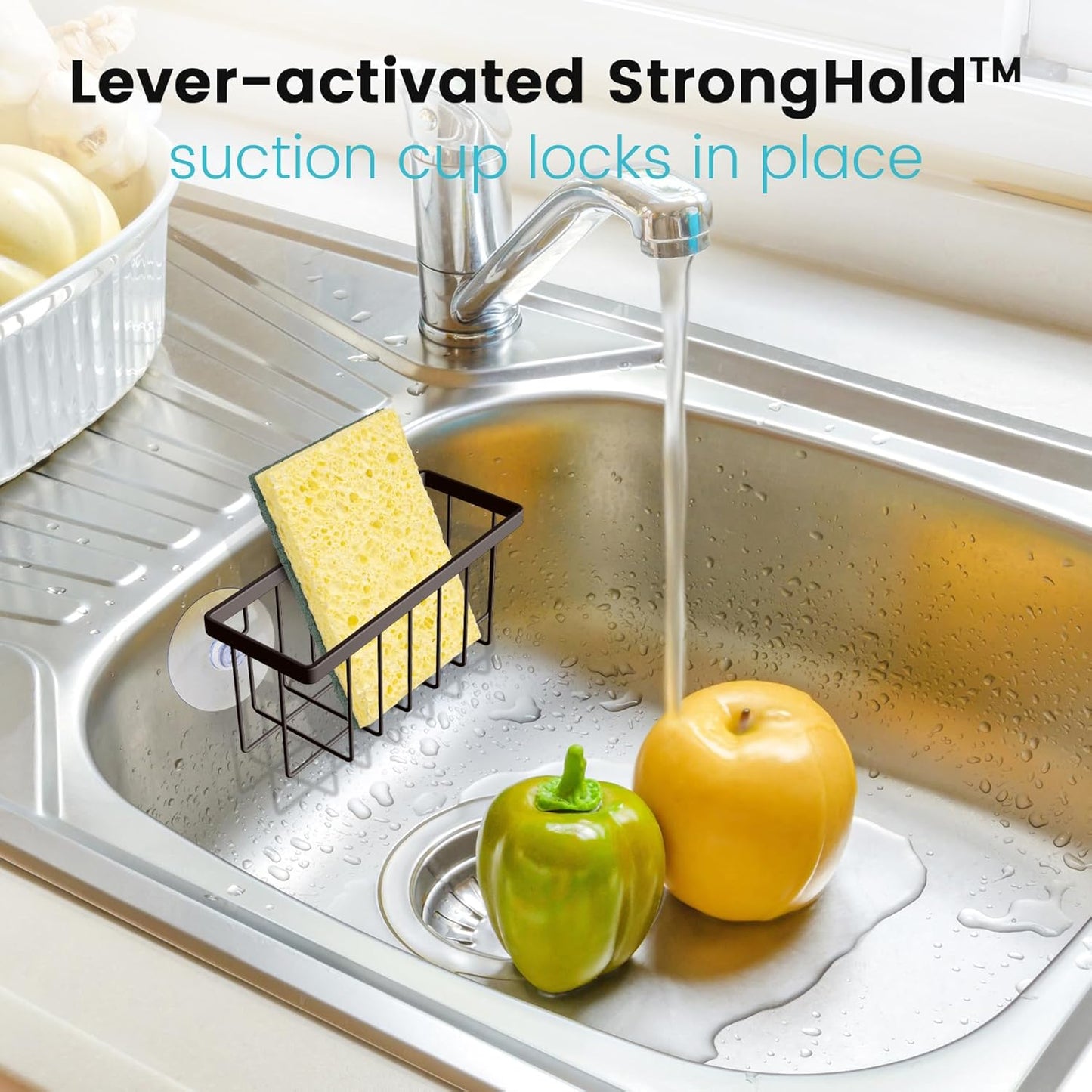 HLOOL Sponge Holder for Kitchen Sink, Kitchen Sink Sponge Holder,Sink Caddy,Dish Soap Holder （Mat Silver）