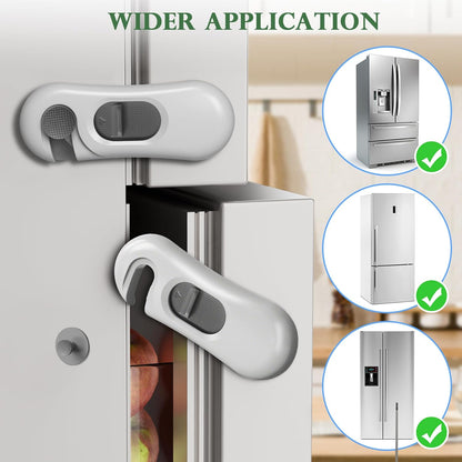 5 Pack Child Proof Refrigerator Lock, Baby Proofing Cabinet Locks, Oven Lock Child Safety – No-Drill Adhesive Safety Fridge Lock for Fridge, Oven, Dishwasher & Windows(Grey)