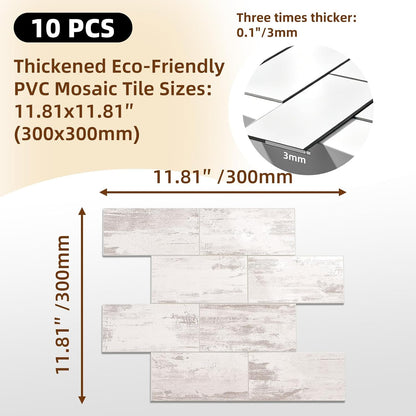 Havenly Peel and Stick Backsplash Tile for Kitchen & Bathroom Walls (White, 10 Tiles - 9.7 sq. ft. (0.9 m²))