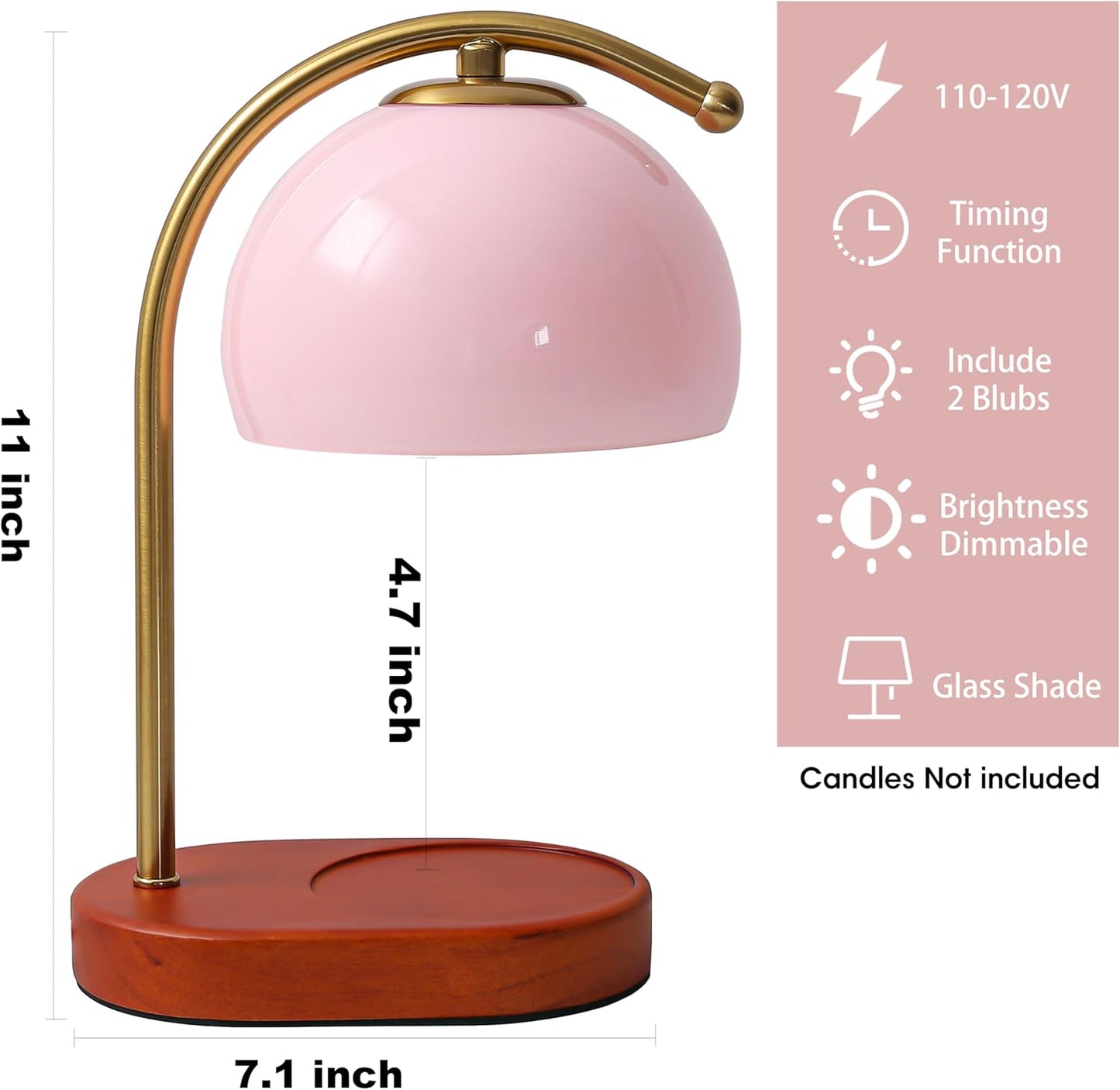 FCTWAKS Mid Century Orange Glass Candle Warmer Lamp with Timer & Dimmer, Mothers Day Birthday Gifts for Women Mom, House Warming Gifts New Home, Wax Warmer Lamp for Bedroom Decor with 2 Bulbs