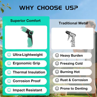 Besiter Garden Hose Nozzle Sprayer: 2 Pack 10 Watering Patterns Spray Nozzles Heavy Duty Metal Hose Head Hose Attachment, Thumb Control On Off Valve