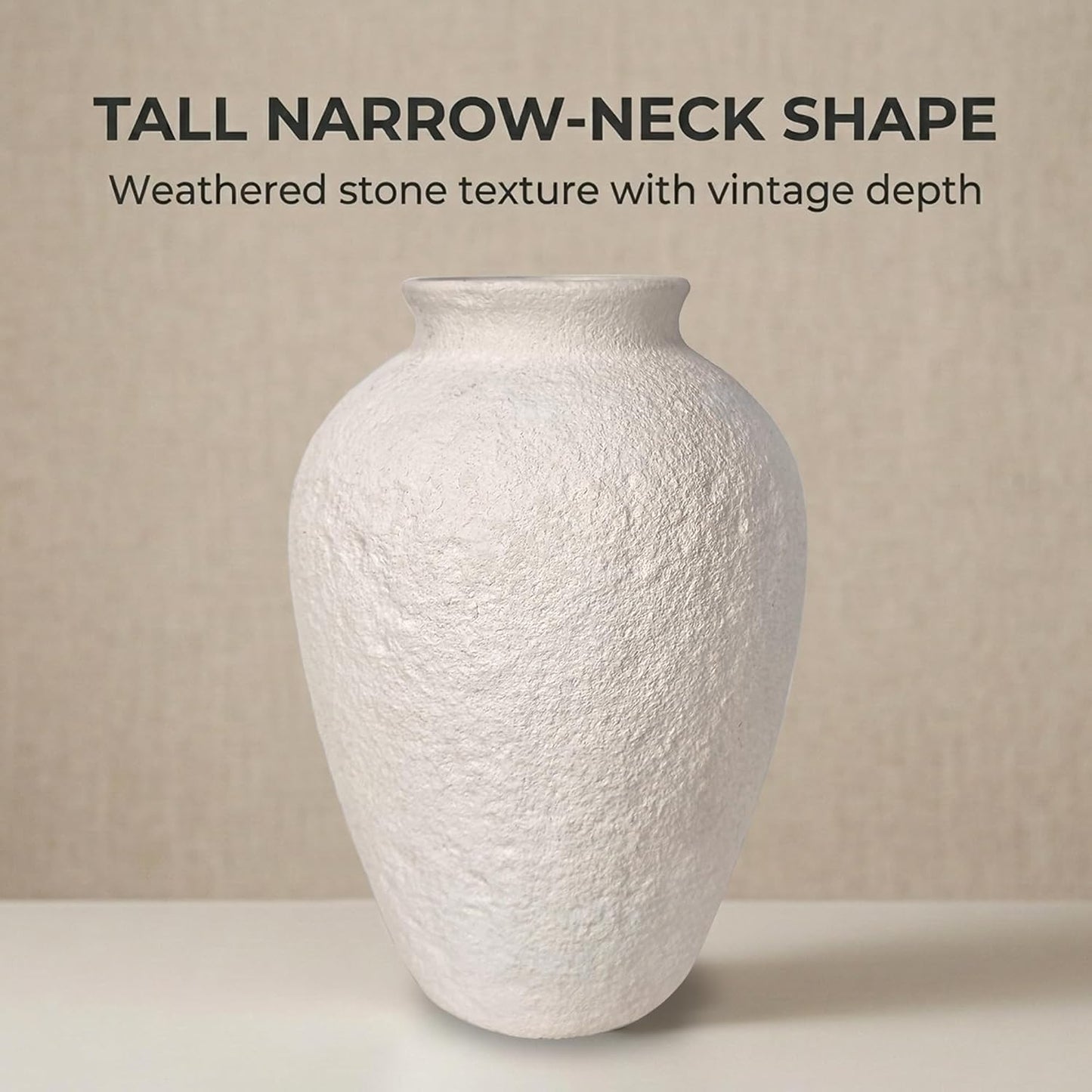 5.9" Small White Round Ceramic Vase, Coffee Table Shelf Decor