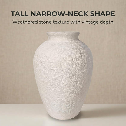 5.9" Small White Round Ceramic Vase, Coffee Table Shelf Decor
