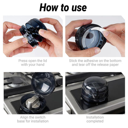 6 Pack Stove Knob Safety Covers, Universal Heat-Resistant Baby Proof Gas Stove Knob Locks, Child & Pet Safety Oven Knob Covers, Tool-Free Disassembly-Free Installation