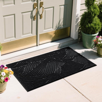 Yimobra Doormat Outdoor Entrance, Simple Stripes All-Weather Waterproof & Non-Slip Mat for Front Door, Heavy Duty Welcome Mat for Indoor, Garage, Patio-29.5x17, Dark Grey