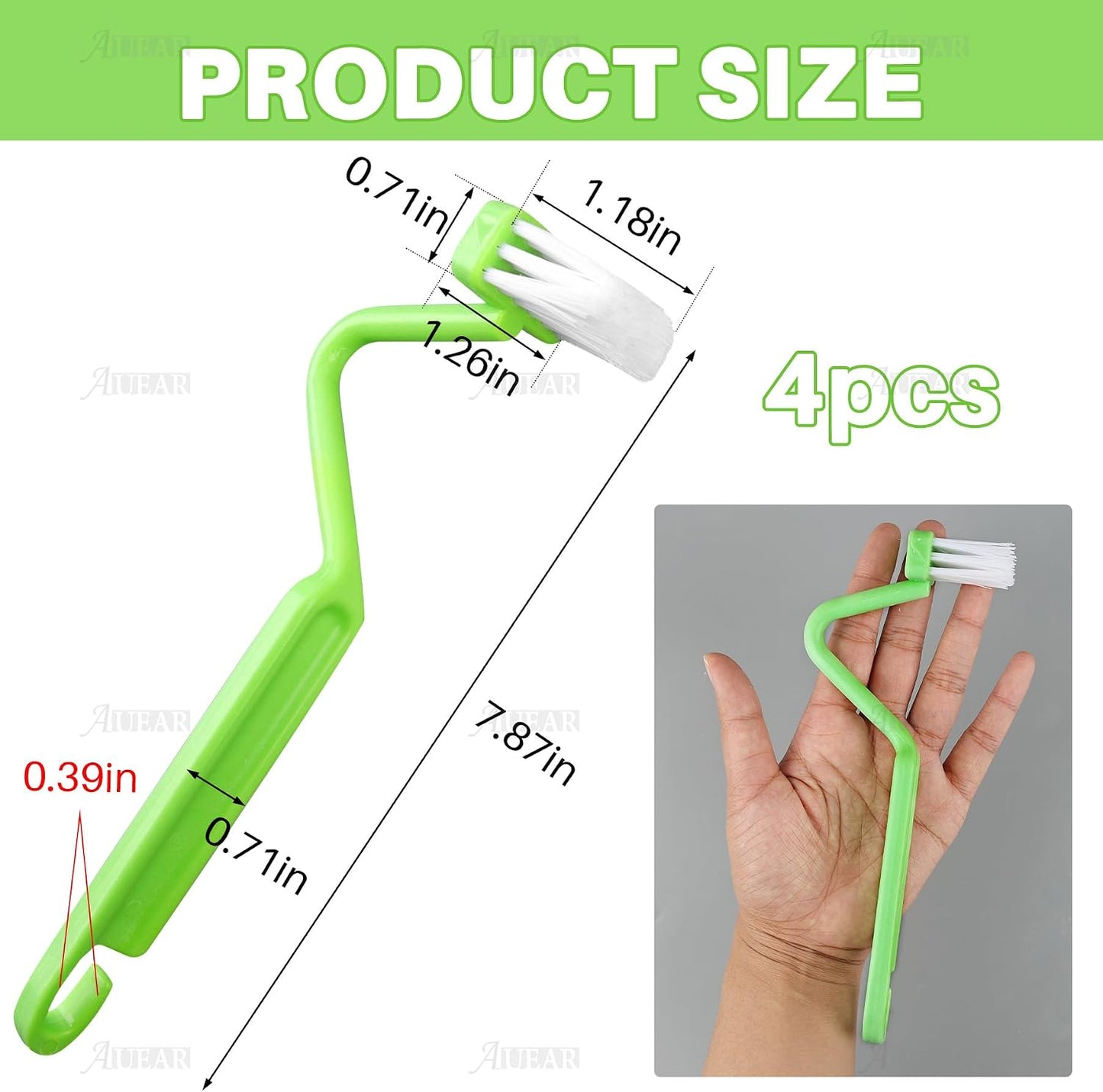 AUEAR, 4 Pack Plastic Curved Small Toilet Brushes Cleaning for Edges Corner Crevices