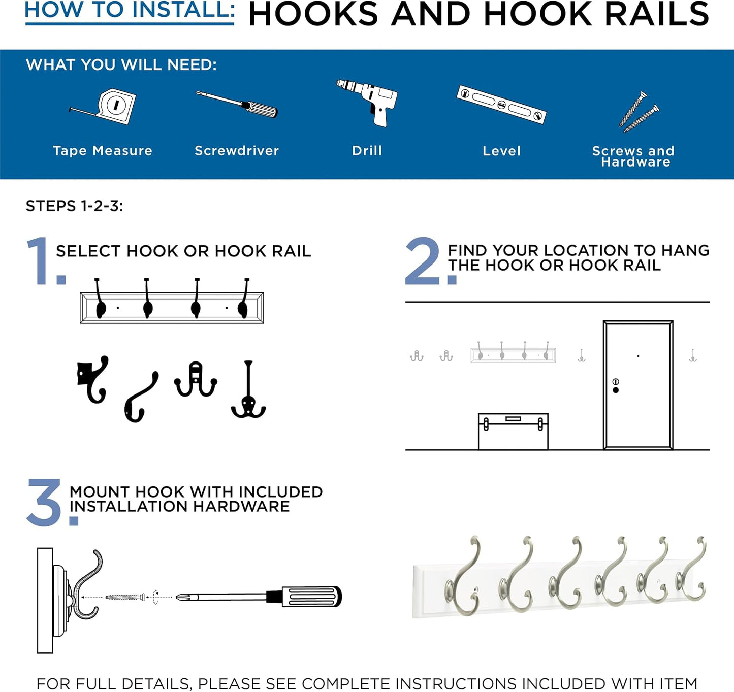 Franklin Brass Key Tidy (1-Pack) Pure White Holder 7' Wall Mount Small Item Rack 4 Hooks for Wall, Hallway, Entry Keychain Rail Organizer B46711K-PMN-R