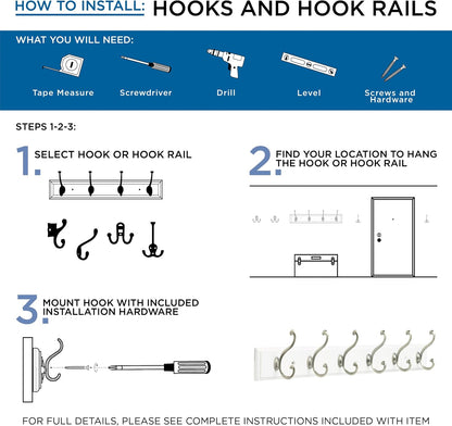 Franklin Brass Key Tidy (1-Pack) Pure White Holder 7' Wall Mount Small Item Rack 4 Hooks for Wall, Hallway, Entry Keychain Rail Organizer B46711K-PMN-R