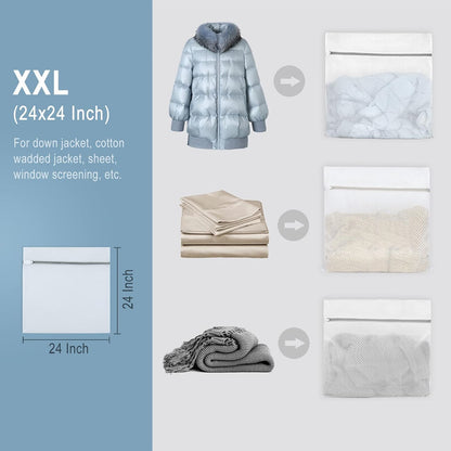 Muchfun 2Pcs Durable Honeycomb Mesh Laundry Bags for Delicates 24x24 Inches | (2 XX-Large)