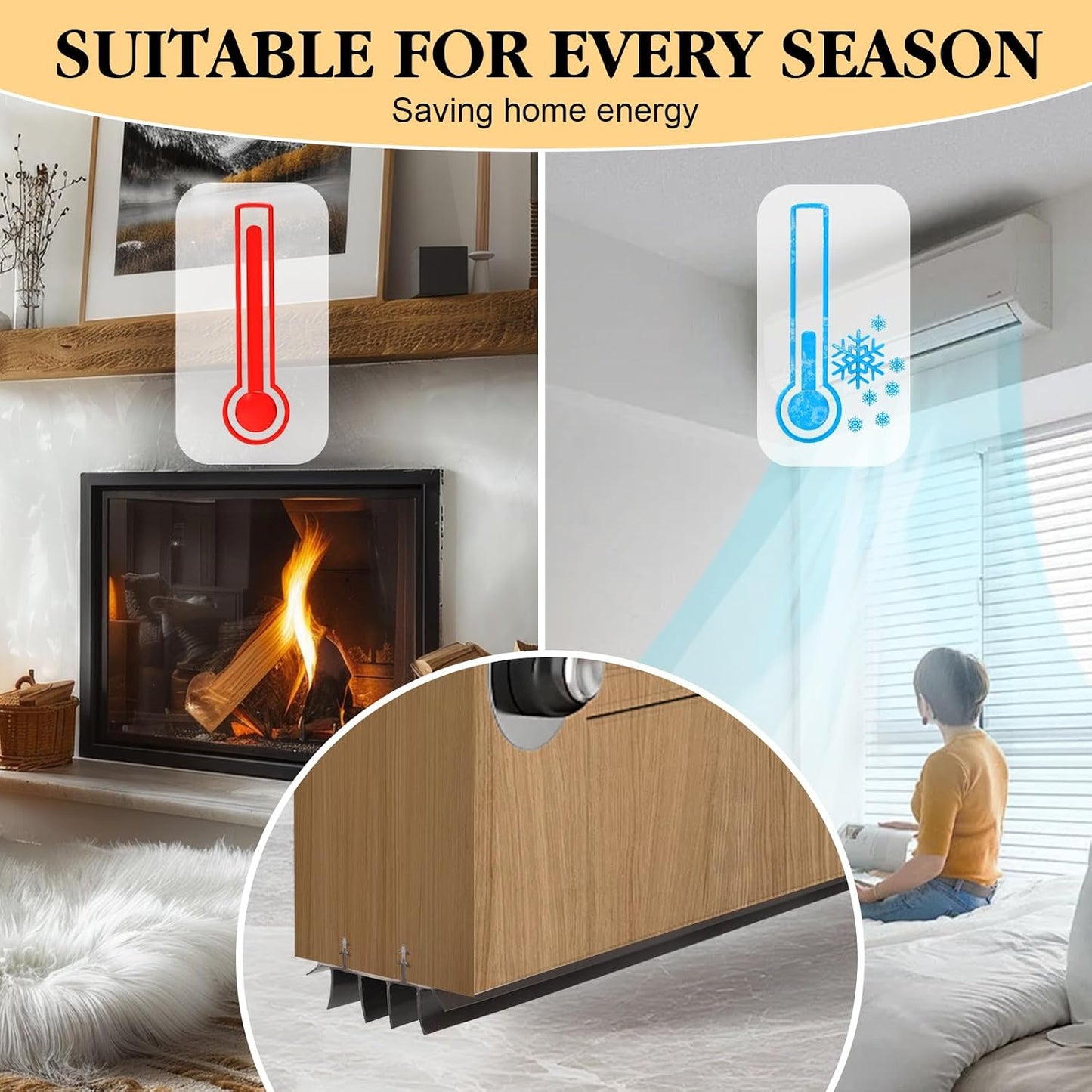2 Pcs 36 Inch 90CM Exterior Door Sweep with Vinyl Fins, Under Door Weather Stripping Seal for Exterior Doors with Kerf Track, Replacement Bottom Door Seal Strip, Draft Stopper & Rodent Proof