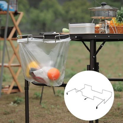 Stainless Steel Trash Bag Holder, Folding Hanging Dustbin Cage, Tabletop Garbage Bracket for Camping BBQ Kitchen