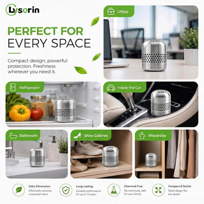 Refrigerator Deodorizer & Odor Eliminator - Lasts 10 Years, Multi-Purpose Air Purifier for Fridge, Closet, and Car - Outperforms Baking Soda & Charcoal (1 Pack)