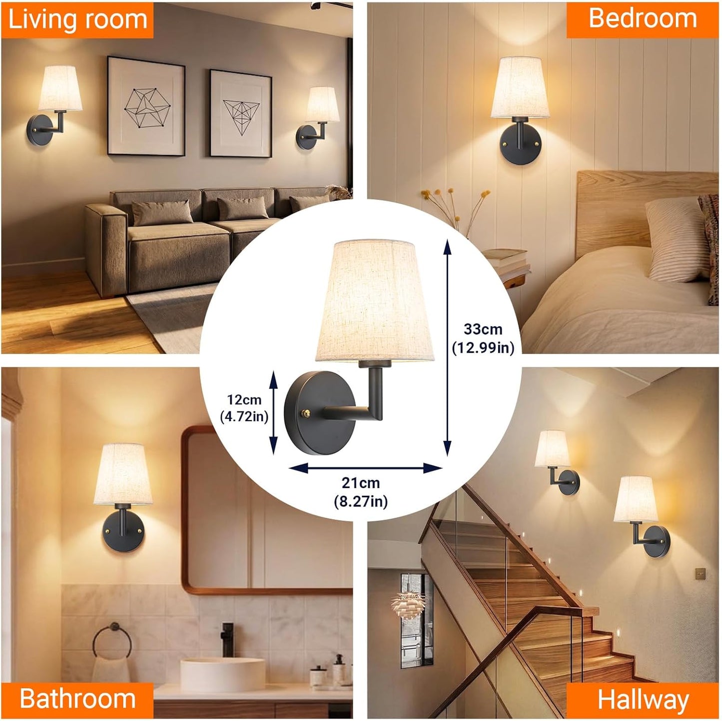 Wall Sconce Battery Operated Wall Light Fixure with Remote Control, Dimmable Battery Operated Wall Sconces Set Of Two, Indoor Wireless Wall Mounted Lamp with Rechargable Bulb For Bedroom Living Room (