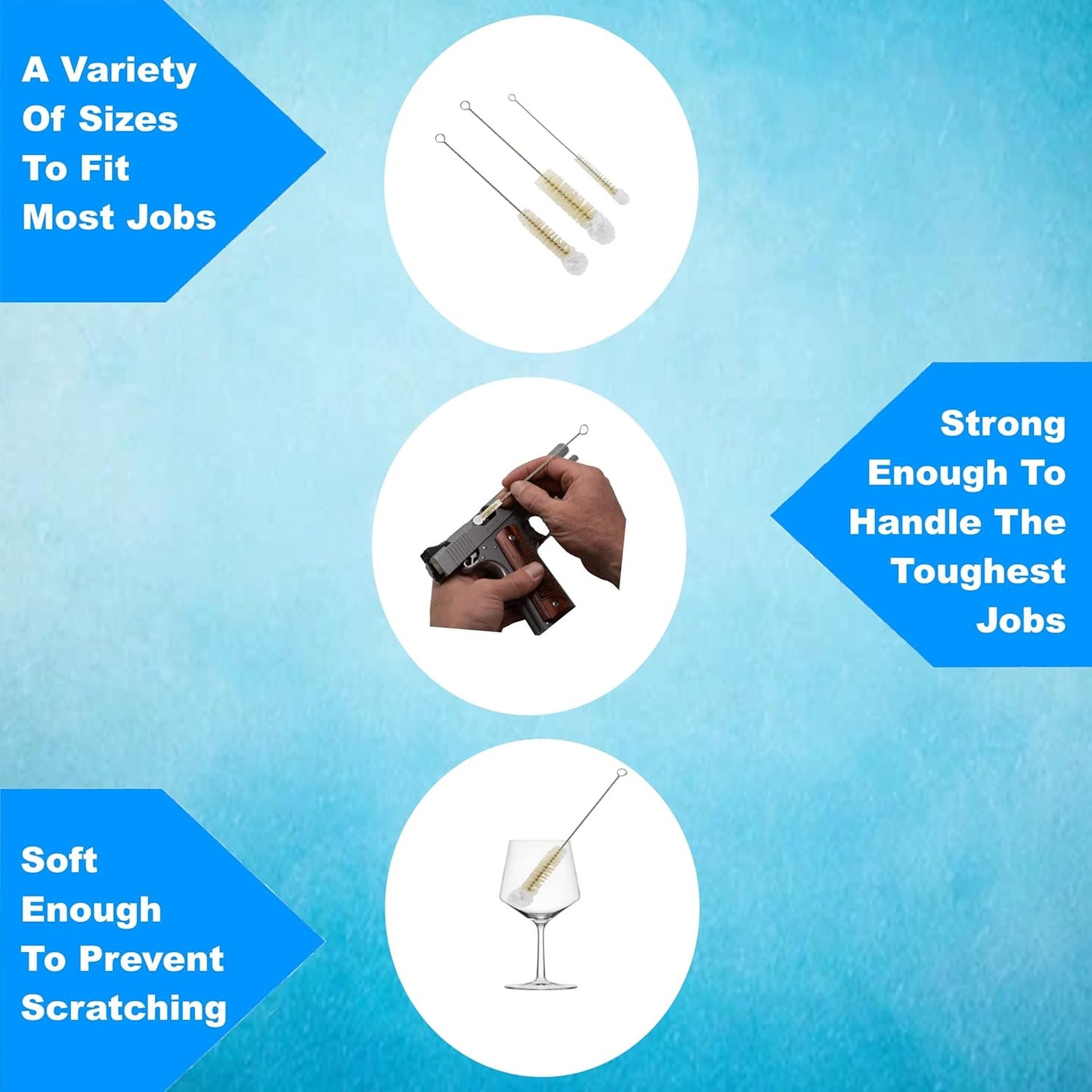 Bendable Bottle Brush Set - Soft Bristle Crevice & Small Cleaning Brushes for Narrow Spaces & Test Tubes