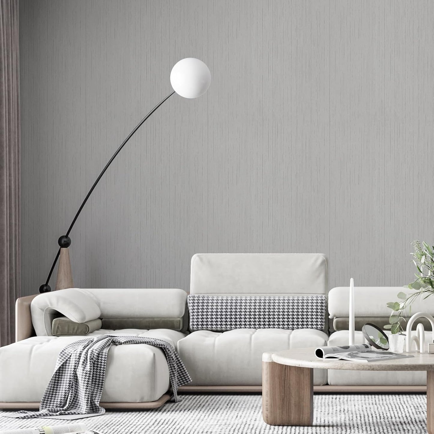 Light Blue Peel and Stick Grasscloth Texture Wallpaper 15.7"x120" Vintage Wallpaper Removable Waterproof