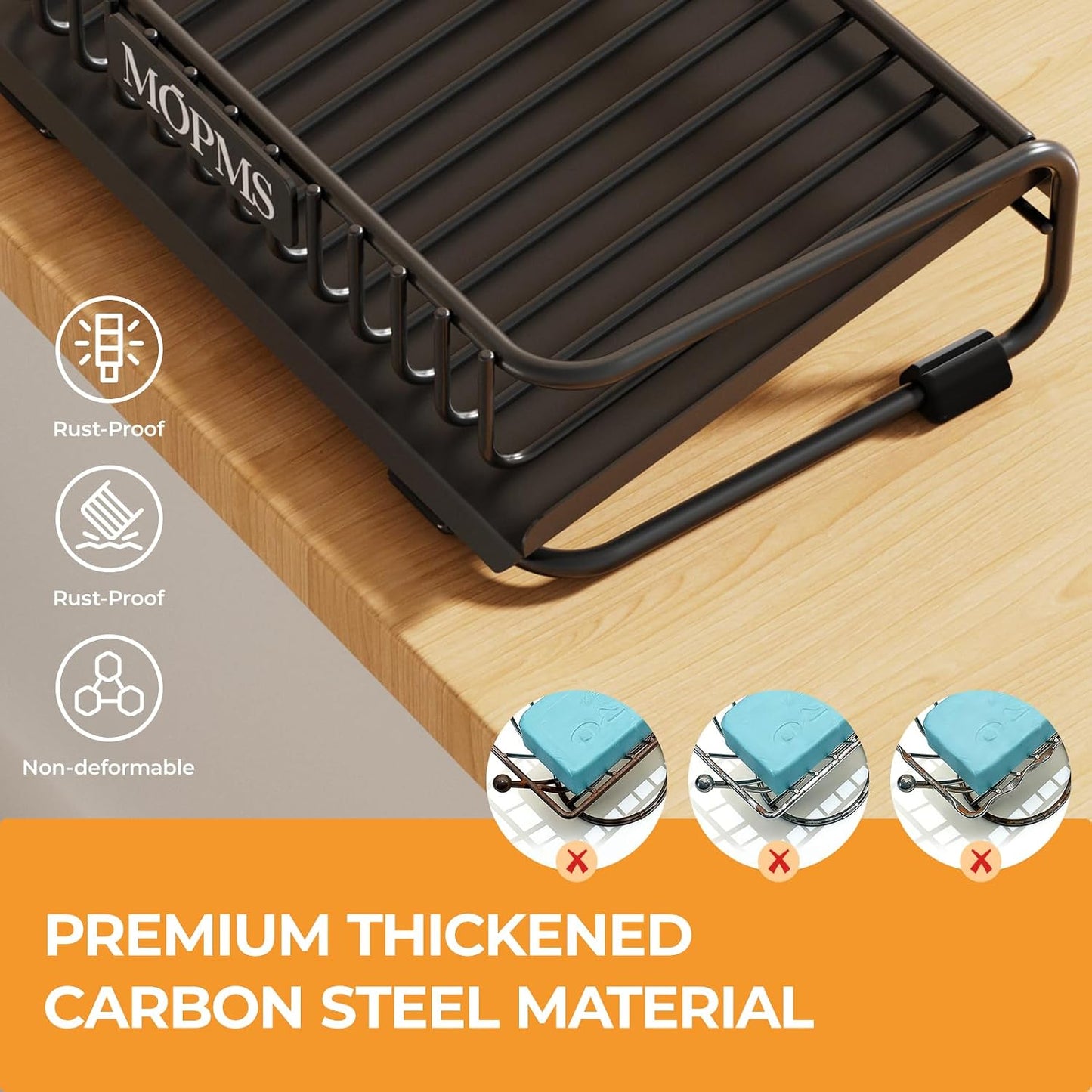 Self Draining Soap Dish, Carbon Steel Bar Soap Holder for Shower, Waterfall Design Soap Saver for Bathroom, Kicthen Sink and Countertop
