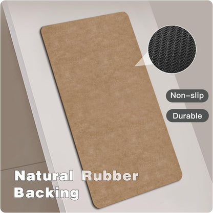 TYUU Bath Mat, Bathroom Rugs Non Slip Washable Thin Absorbent Quick Dry Bath Mat Fits Under Door Bathroom Floor Mat Perfect for Bath, Shower, or Sink 16"x24" Dark Grey