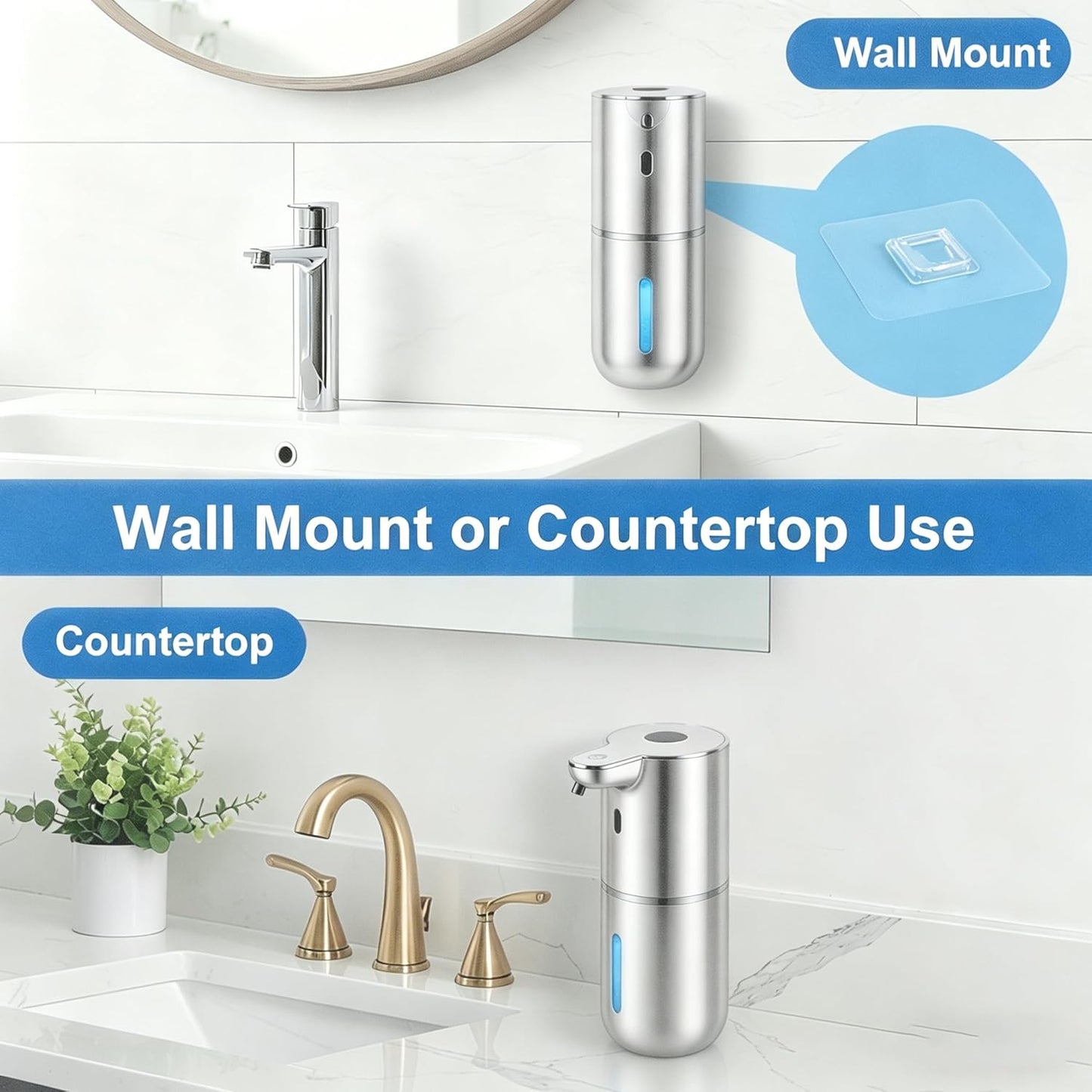 Automatic Soap Dispenser, Hand Soap Dispenser 12.8oz/380ml Smart Rechargeable, Liquid Touchless Soap Dispensers with 6-Level, Wall Mounted or Countertop Dish Soap Dispensing for Bathroom & Kitchen
