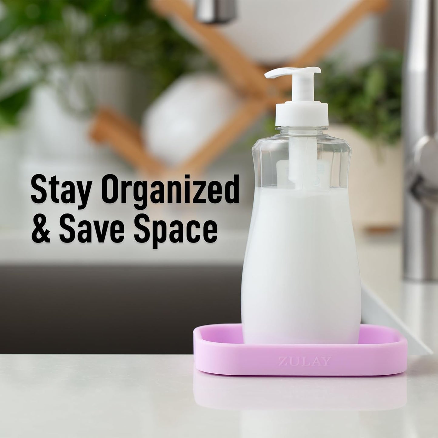 Zulay Kitchen (9x3.5in) Sponge Holder for Kitchen Sink - Flexible Heavy-Duty Multipurpose Sink Caddy - Counter Organizer for Kitchen, Bathroom, Makeup, Trinkets & More! (Grey)