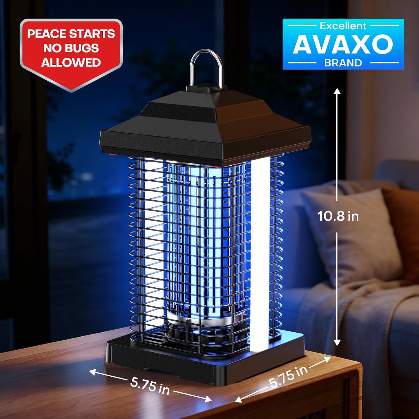 Bug Zapper Outdoor, Dual Wavelength UV 50000H Lifespan & Dual LED Lamps, 1/2 Acre Coverage, 5 Zaps/Sec, 4200V Electric Mosquito Zapper, IPX4 Waterproof Fly Trap for Indoor Patio Backyard