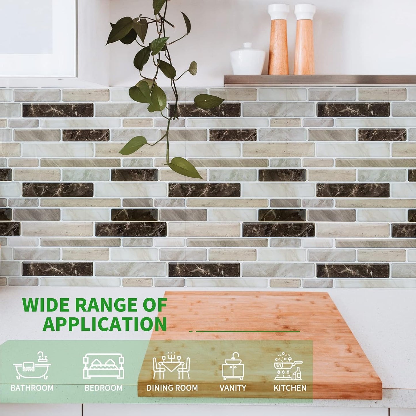 WOWSTAR 10-Sheet Peel and Stick Backsplash Tile for Kitchen, Back Splash Stick On Tiles for Kitchen Wall (Grey and Blue)