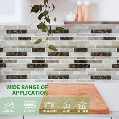 WOWSTAR 10-Sheet Peel and Stick Backsplash Tile for Kitchen, Back Splash Stick On Tiles for Kitchen Wall (Grey and Blue)