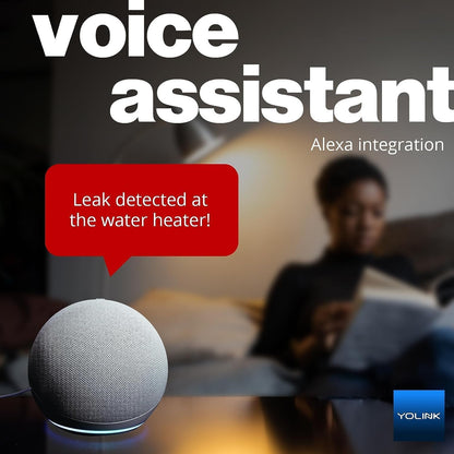 YoLink Water Leak Detector 4 with 105dB Audio Alarm, Freeze Warning, App Push, Email Alerts and Limited Text - Smart Water Sensor Alarm w/ Alexa, IFTTT - 1/4 Mile Long Range, Hub Required