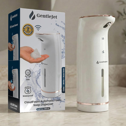 GentleJet Cloudfoam Automatic Foaming Soap Dispenser – Touchless Foam Dispenser for Kids & Family, Soft Rich Foam, USB-C Rechargeable, No-Clog Design, IPX5 Waterproof, 320 ml