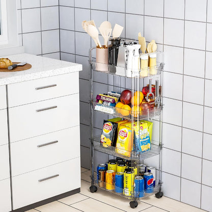 Yieach 3 Tier Rolling Cart with Wheels,Clear Narrow Bathroom Rack Organizer,Slim Storage Cart,Three Tier Thin Shelf and Narrow Rolling Utility Cart for Small Space Shelf,Dorm Room,Kitchen,Laundry