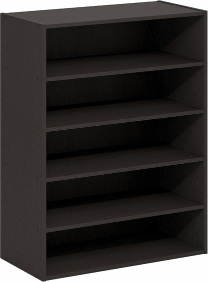 5-Tier Shoe Organizer, Stackable Shoe Rack, Shoe Storage, 11.4 x 24.2 x 31.5, for Office, Closet Entryway, Garage, Dark Oak