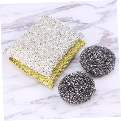 Ipetboom Cleaning Brushes Steel Scrub Sponges Dish Washing Scrub Pad Non Scratch for Kitchen Cooking Top Stove Random Color