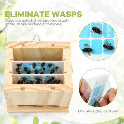 Carpenter Bee Trap for Outside - Wasp Traps Outdoor Hanging with Sticky Traps - Carpenter for Wasps, Mud Daubers (2 Bee Trap+8 Refills)