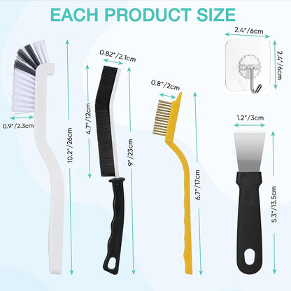 Tedmax 12PCS Grout Brush Set, Hard Bristle Crevice & Baseboard Tool | Crevice cleaning tool designed to reach tight spaces between tiles, sinks, cabinets and baseboards with ease.