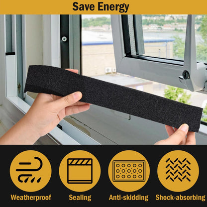 YoleShy Window Air Conditioner Foam Tape 2 Pcs 2 Inch Wide x 1 Inch Thick Weather Stripping Door Seal Strip for Insulation, Weatherstrip, Gap Blocker, Total 13 Feet Long(6.5ft x 2 Rolls), Black