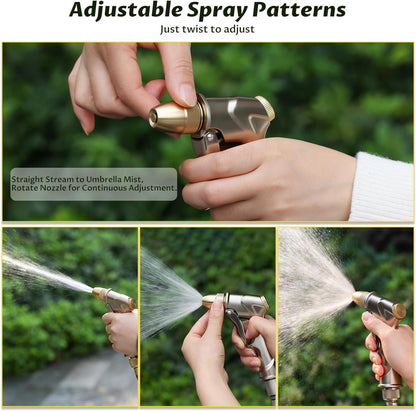 Lichamp Heavy Duty Garden Hose Nozzle Sprayer, Solid Metal High Pressure Water Nozzle with Adjustable Spray Patterns for Watering Plants, Lawns, Car Washing, Patio Cleaning, and Pet Care